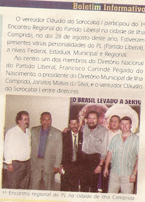 1° evento politico de um partido na cidade realizado por Jonatas Matias é Destaque em jornal de Sorocaba, materia jornal evento pl 2005.jpg