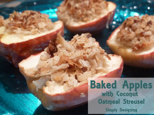 baked apples with coconut oatmeal streusel