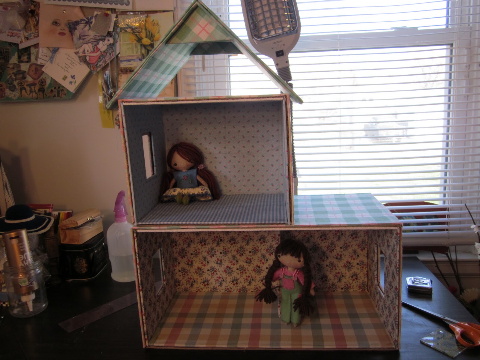 By Hook, By Hand Wren's Nest; a cardboard cottage dollhouse