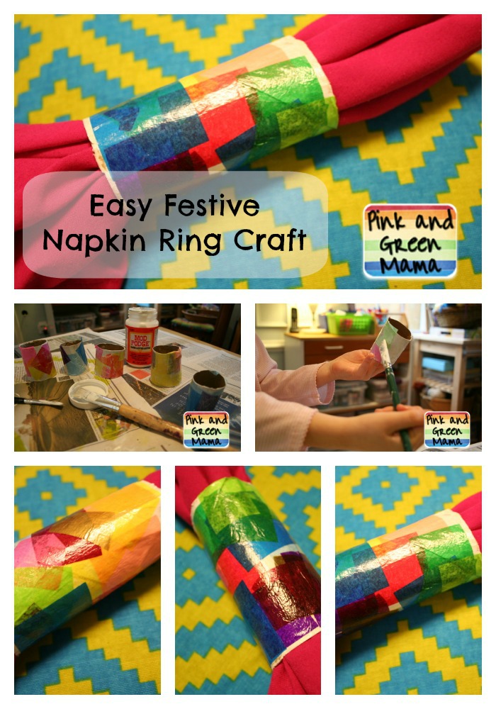 Pink and Green Mama * EASY Festive Napkin Ring Craft! A Kid Friendly