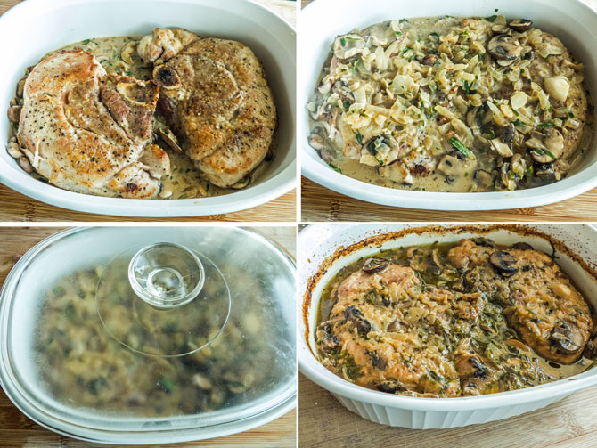 Cooking Weekends Baked Pork Sirloin Chops with Mushroom Tarragon Sauce