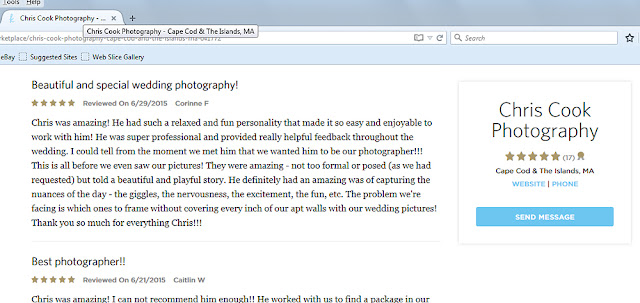 Cape Cod wedding blog photo from Chris Cook Photography about New review on The Knot!