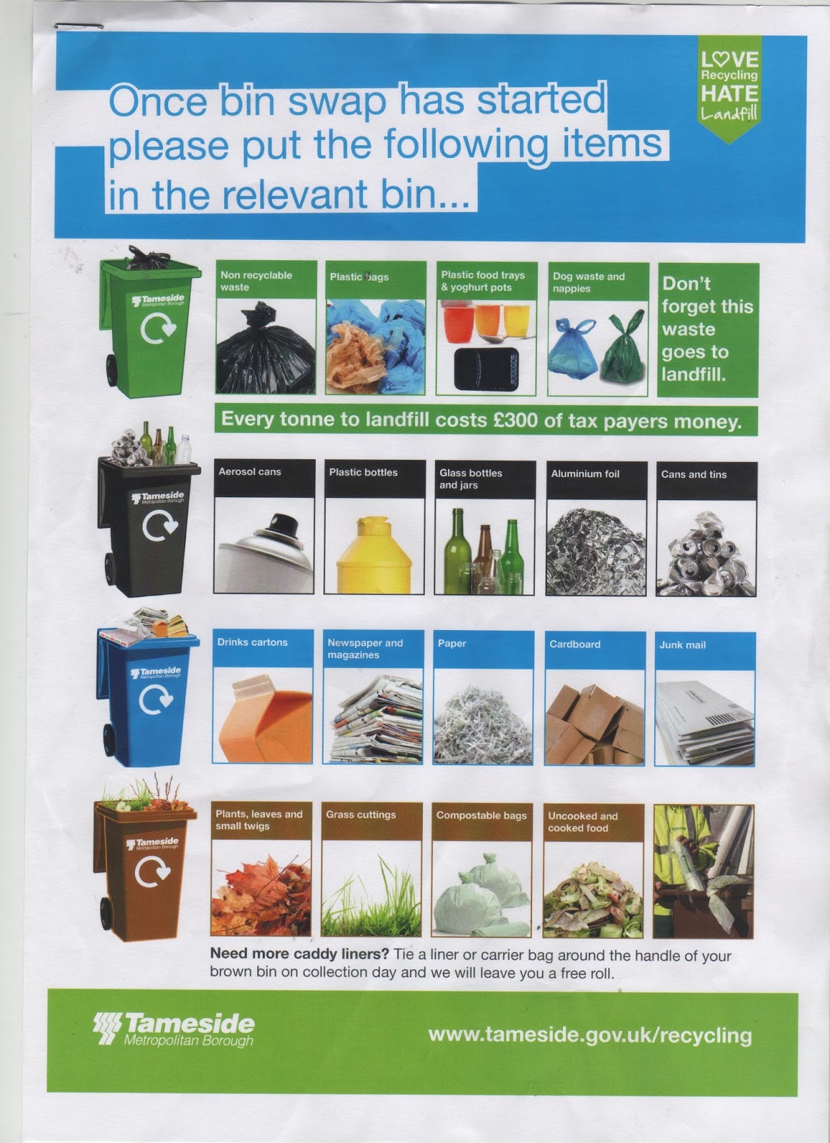 Dukinfield views in Tameside by Cllr John Taylor Tamesides bin swap details