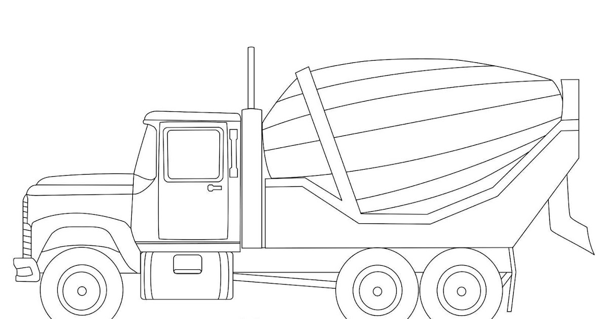 Concrete Mixer Truck Coloring Page
