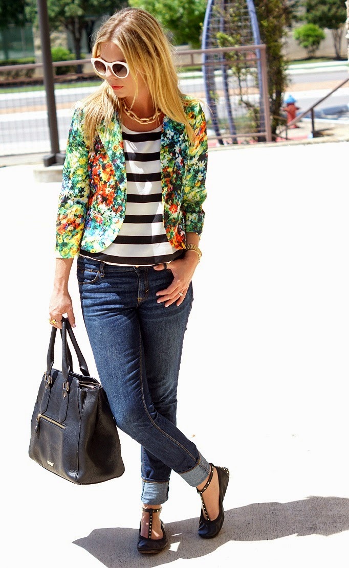 Floral and Stripe Pattern Mixing