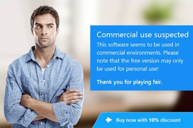 commercial use detected teamviewer 10