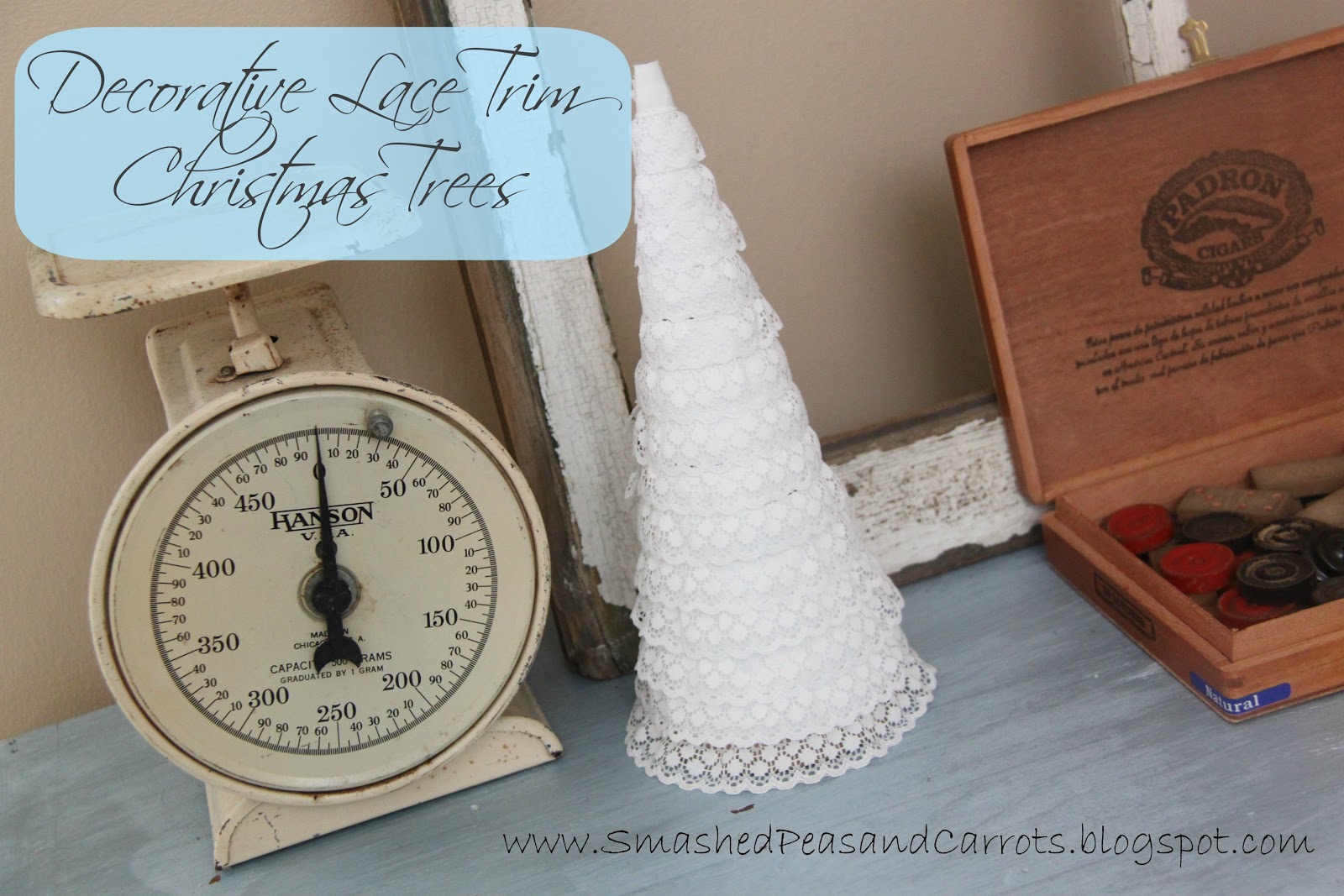 Decorative Lace Trim Christmas TreesTUTORIAL Smashed Peas & Carrots
