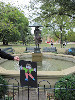 umbrella girl and Flat Stanley