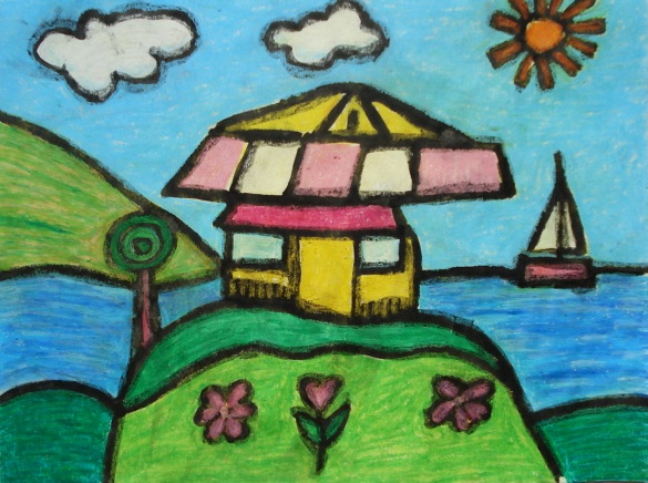 A Faithful Attempt Folk Art Oil Pastel Landscapes