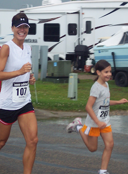 First Ever race!  Smiling in a 5K and getting beat by a 6 year old!