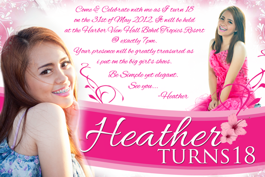 steven minds heather 18th birthday invitation 18th birthday tarpaulin background
