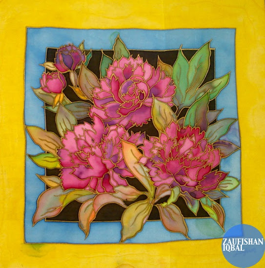 Silk Painting Oriental Flowers For Charity Zaufishan