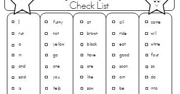 Colors and Kindergarten: Sight Word Complete List