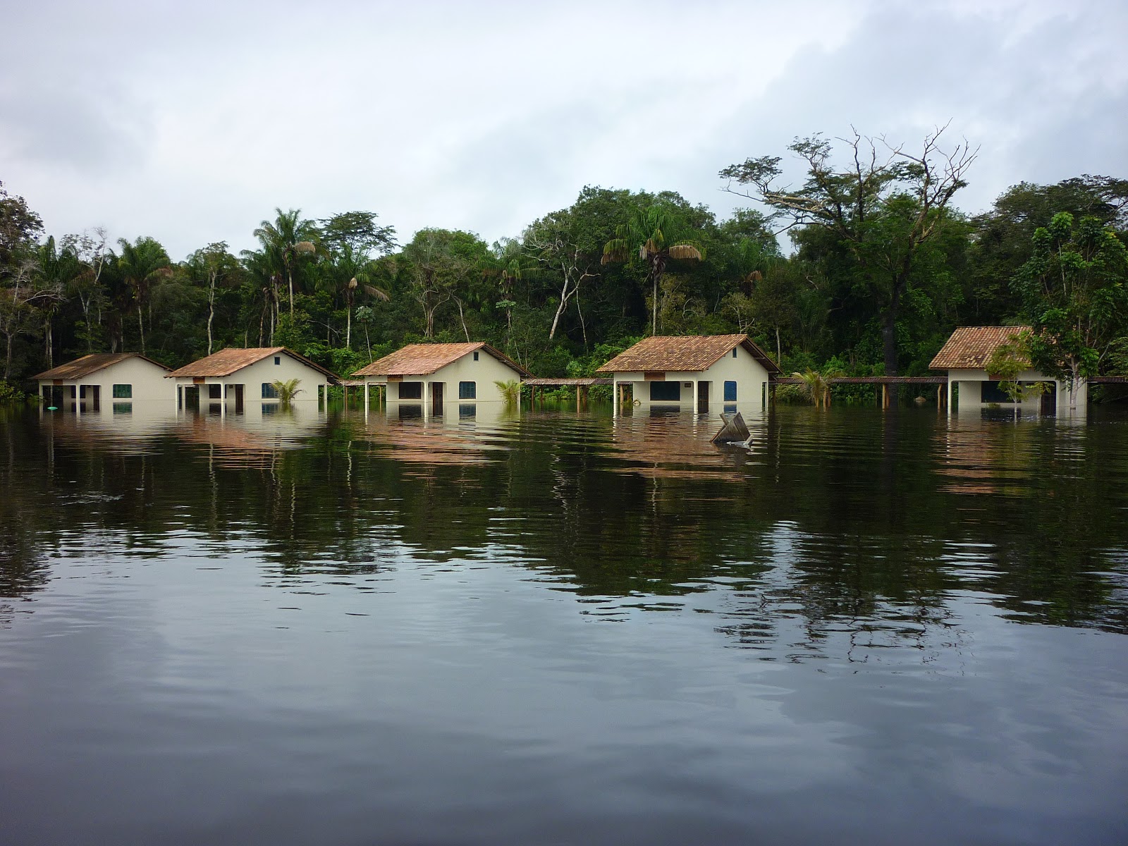 The same cottages with 27 feet more water in the river