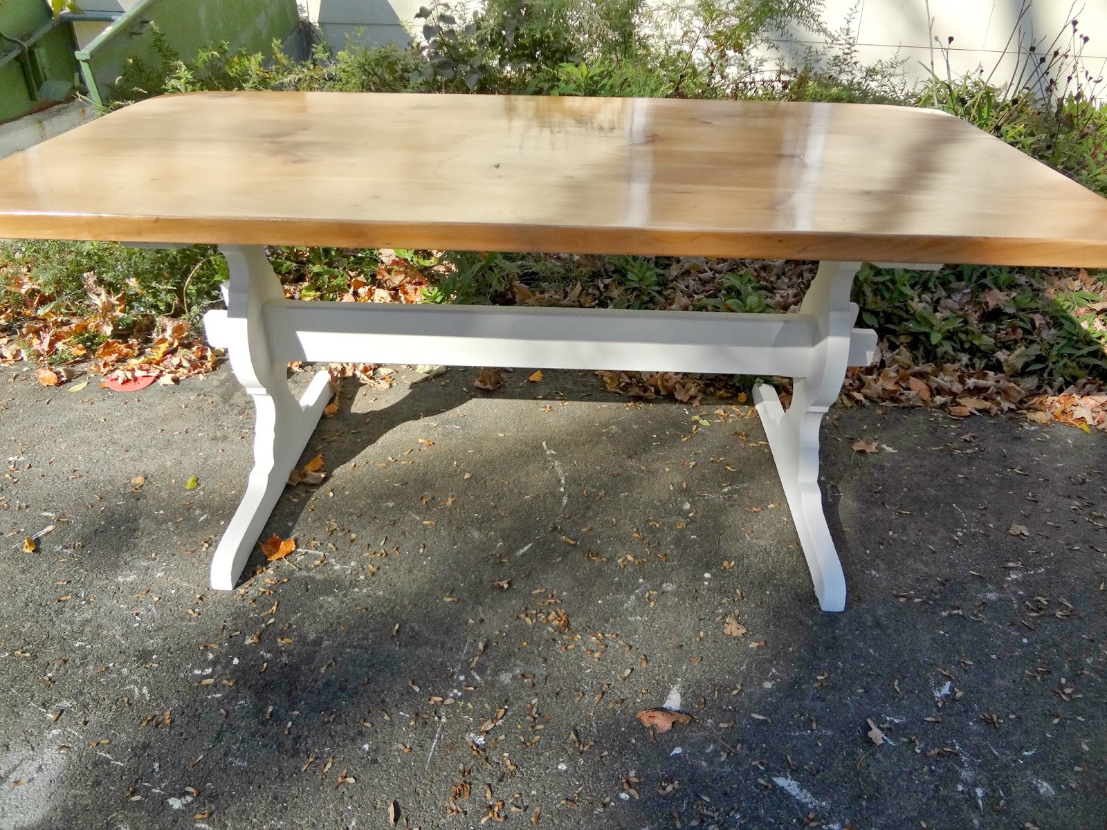 Heir and Space A Vintage Pine Trestle Table