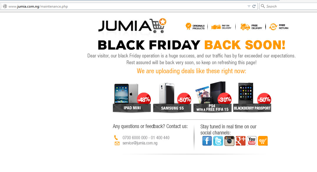 BLACK FRIDAY MADNESS Jumia site Goes For Maintenance Due to Huge