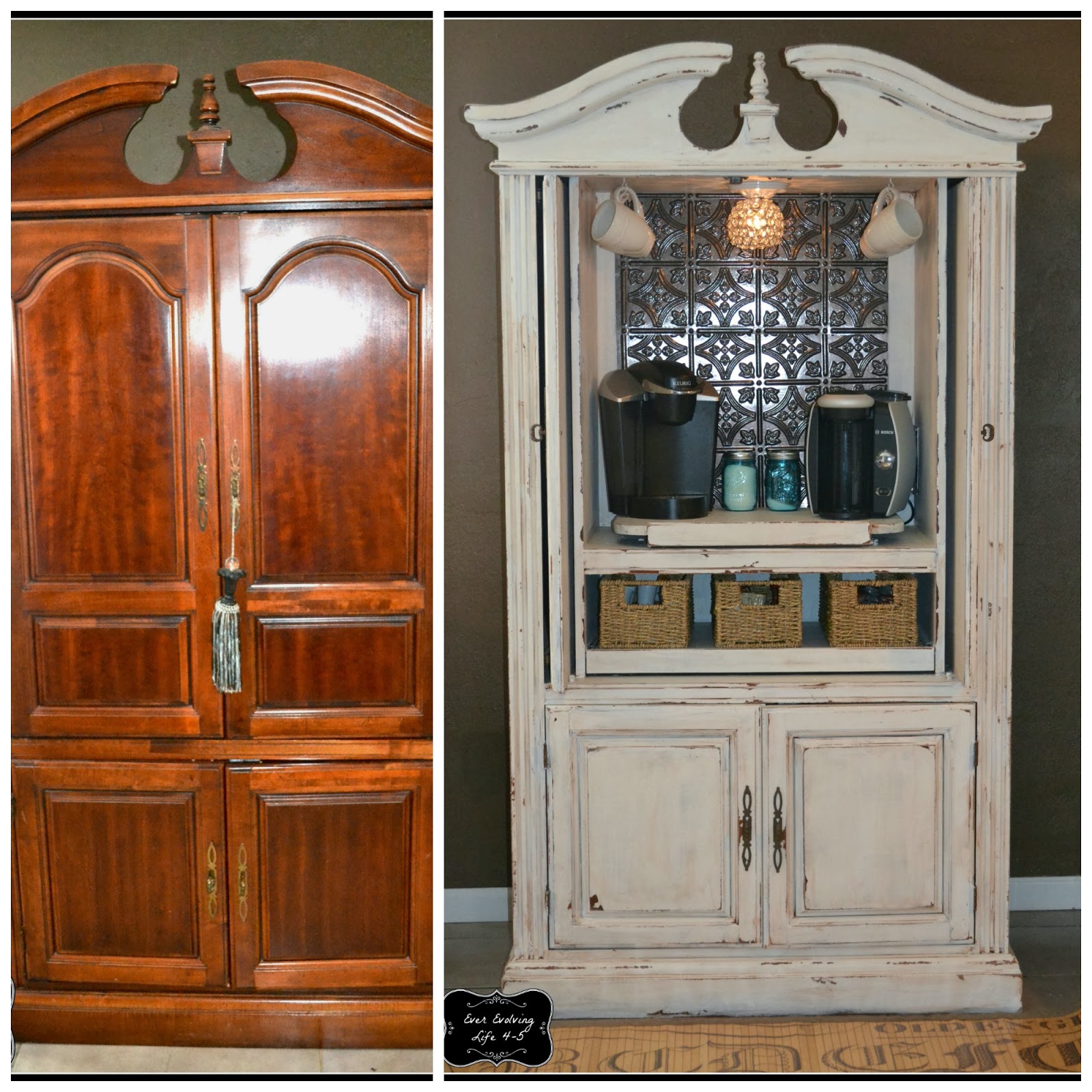 Ever Evolving Life 45 Armoire Turned Coffee Bar