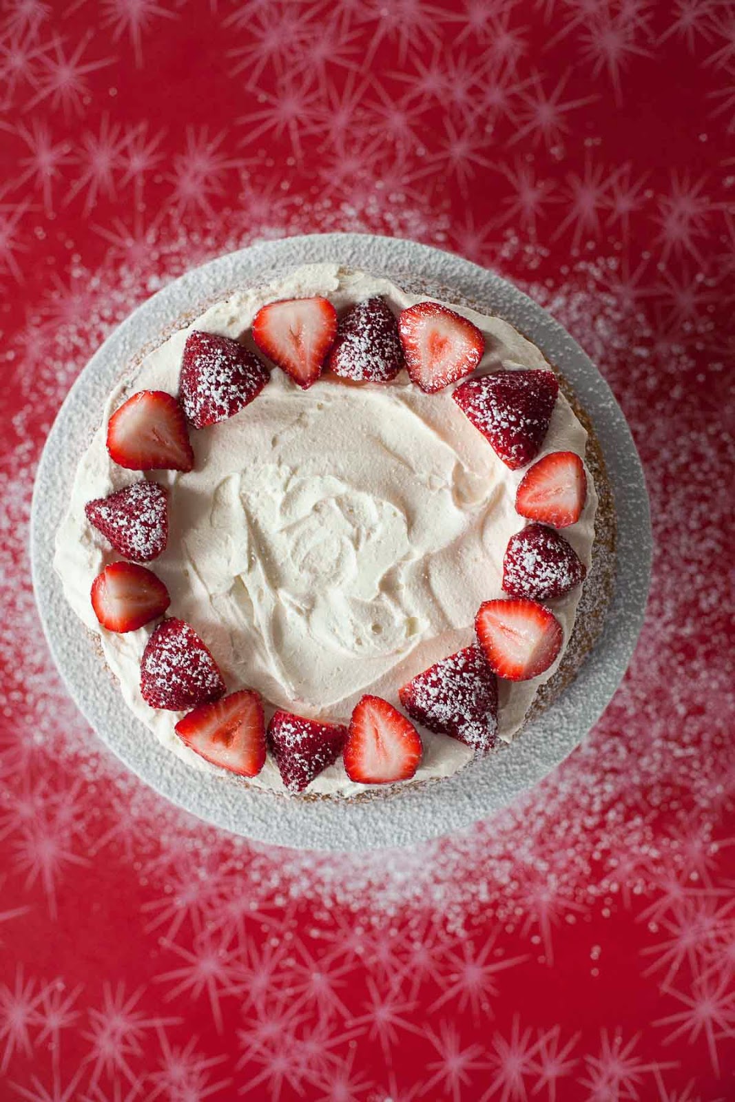 Golden Cake with Strawberries & Whipped Cream (Gluten free, Grain free) | acalculatedwhisk.com