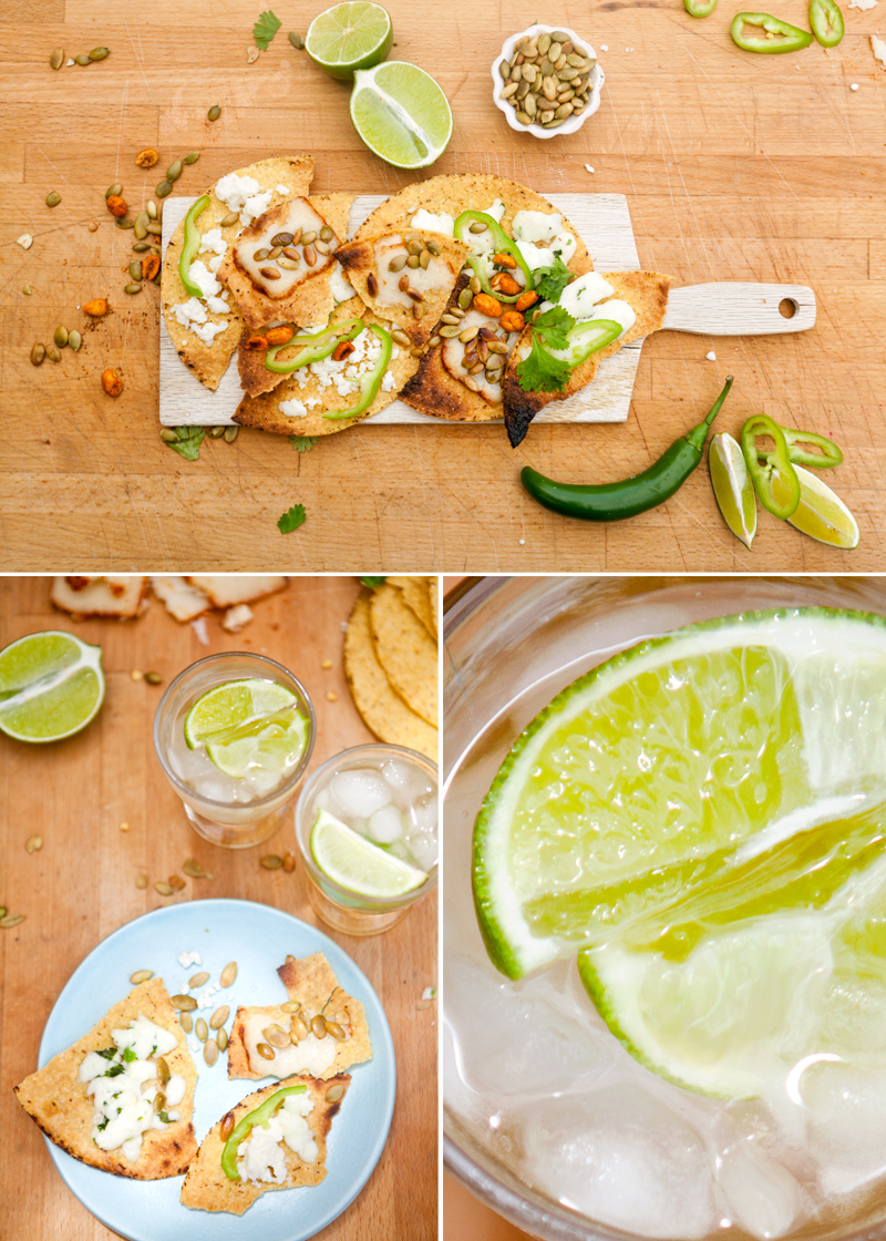 tea cup tea MEXICAN CHEESE TOSTADAS & ICED LIME CHAMOMILE TEA