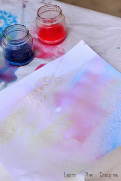 Create marbled art with these color mixing art eruptions
