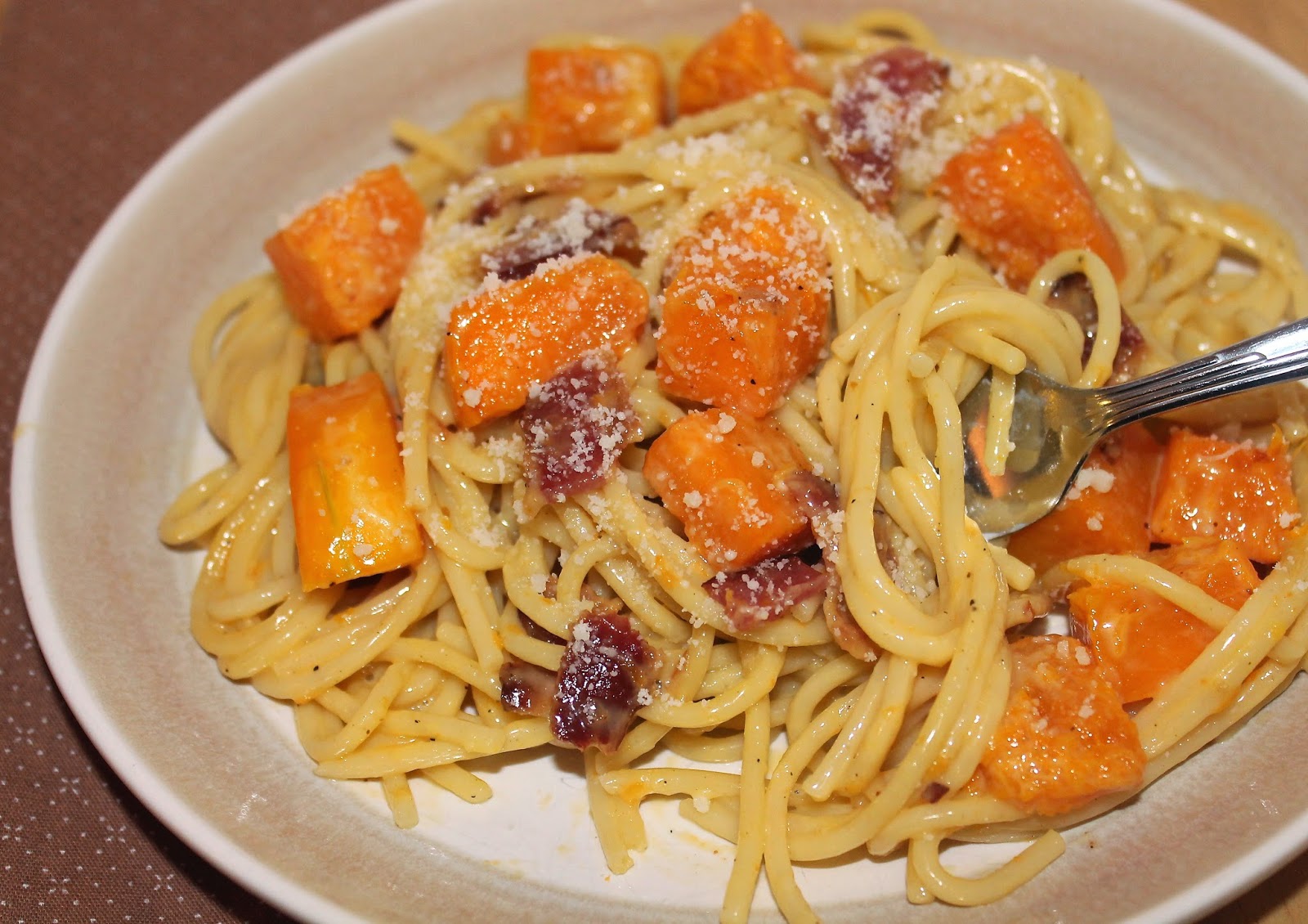 Savory Moments Butternut squash spaghetti carbonara