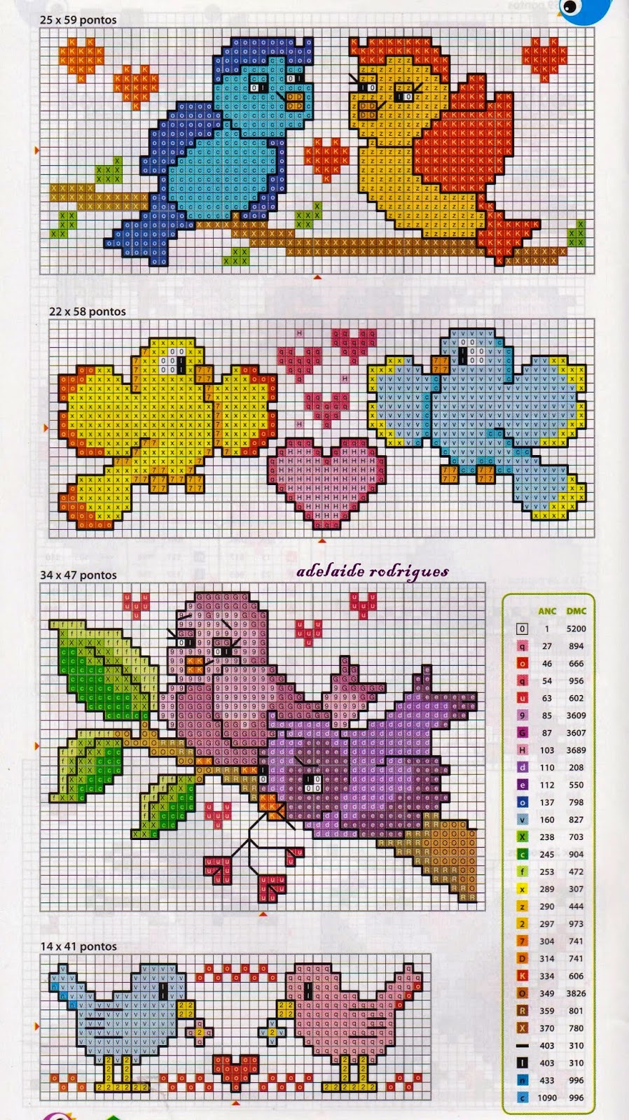 Meu Cantinho: "Gráficos em Ponto Cruz Motivo Passarinhos"