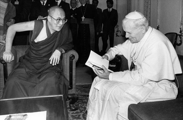 Dalai Lama and Pope John Paul II