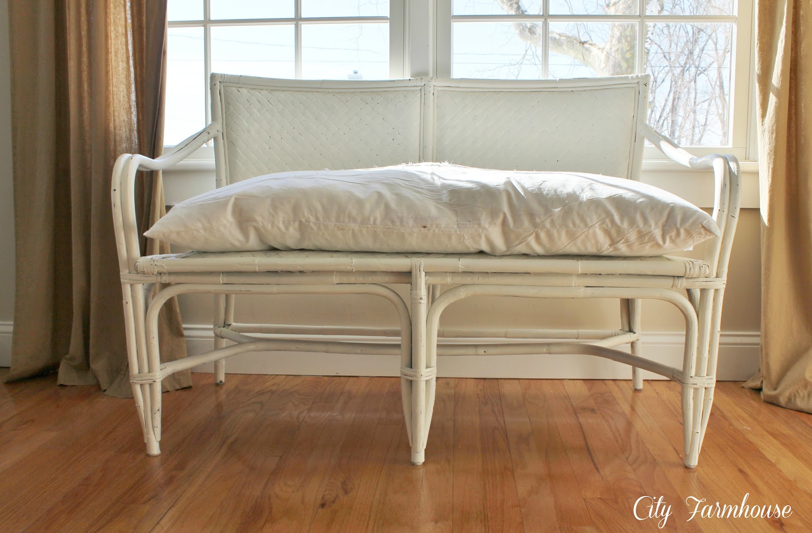 City Farmhouse An Upcycled Bench & Feather Bed Cushion