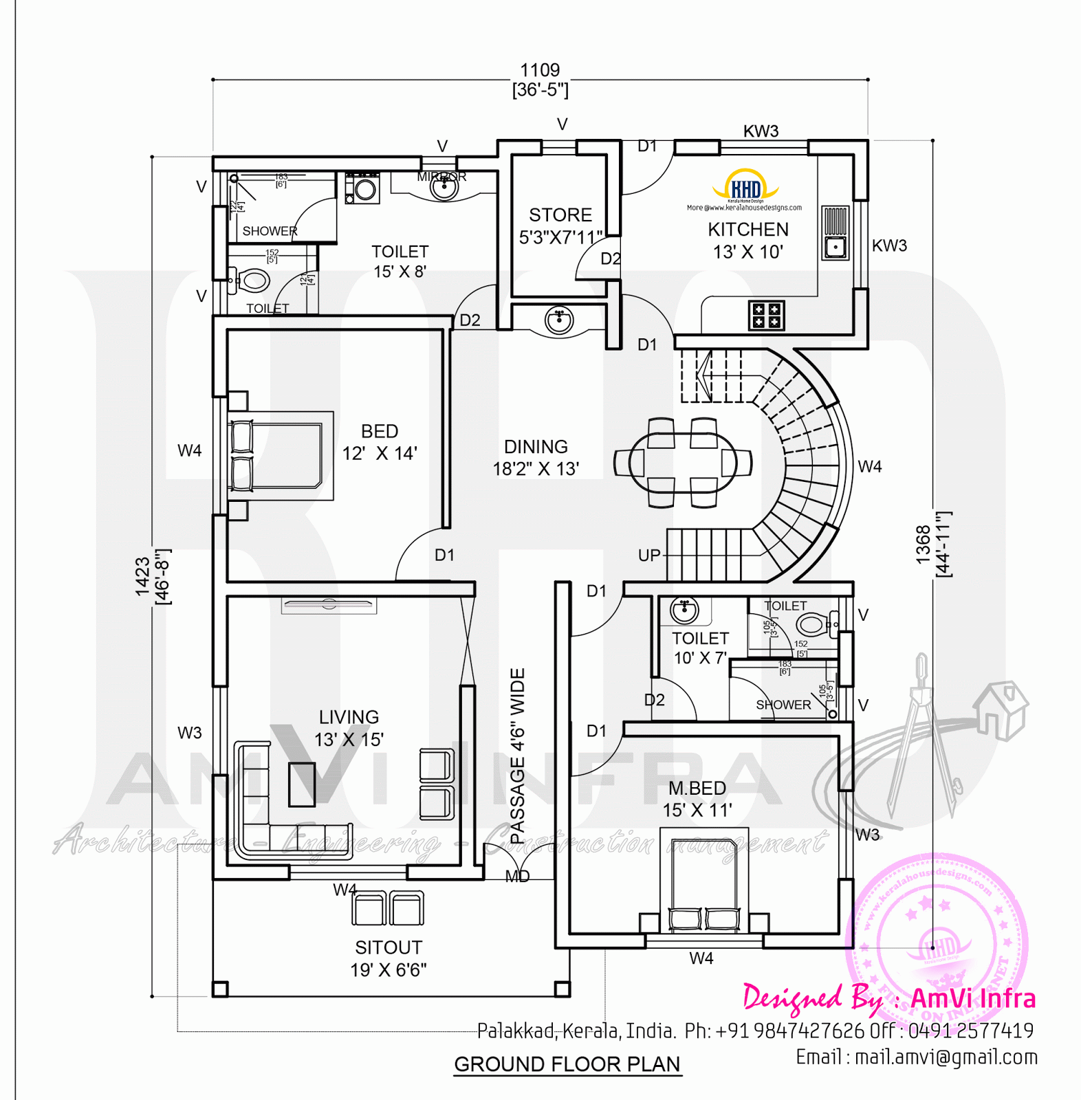 Elevation and free floor plan Home Kerala Plans