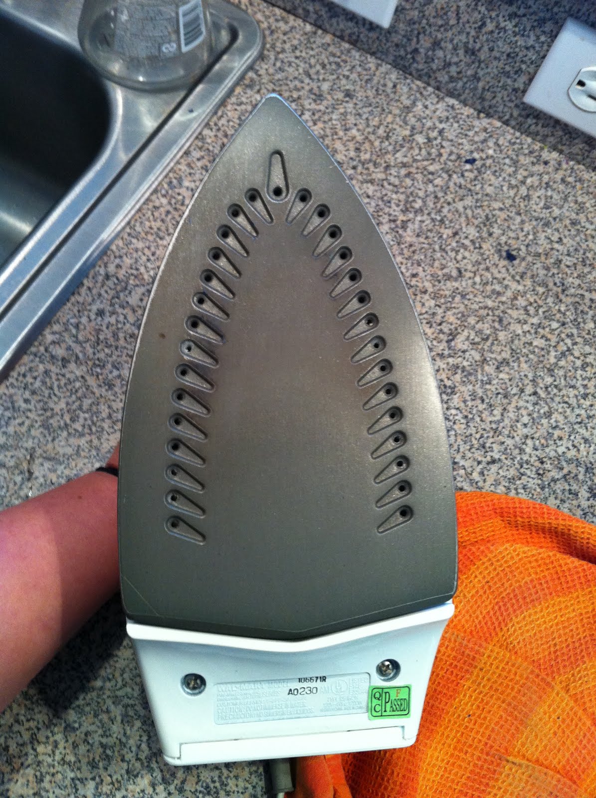 everywhere orange Fabric stuck on my iron