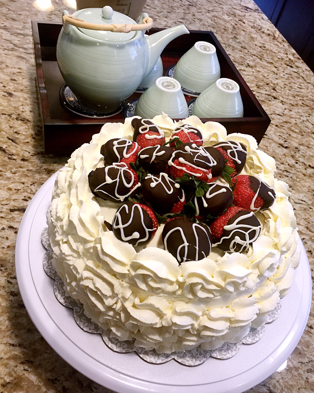 Classic yellow sponge cake with whipped heavy cream