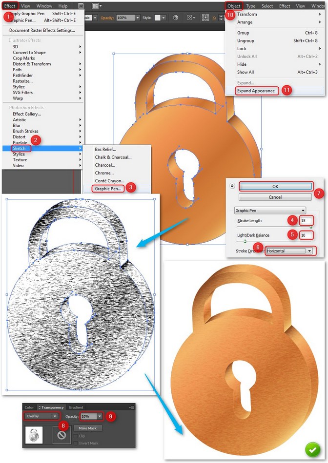 How to create a gold 3d padlock illustration in Adobe Illustrator How to create a gold 3d padlock illustration in Adobe Illustrator