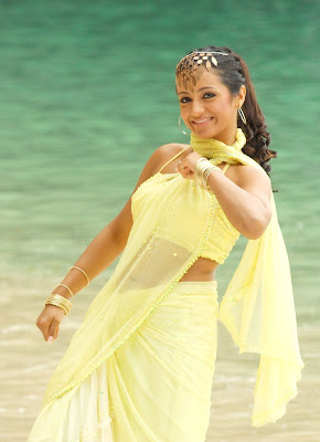 Actress Trisha in Yellow Saree Photos