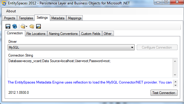 Microsoft EntitySpaces Connection String Microsoft EntitySpaces Connection String