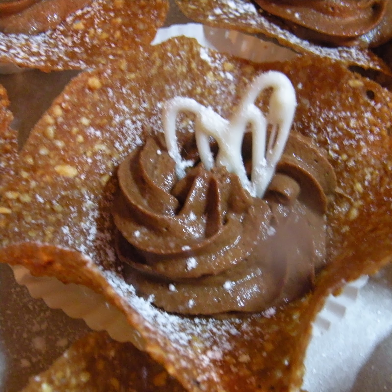 Winged Musings Hazelnut Cocoa Tuile Cups Filled With Bittersweet