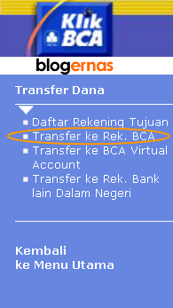 Cara Mengirim/Transfer Uang dengan Klik BCA Online di Internet