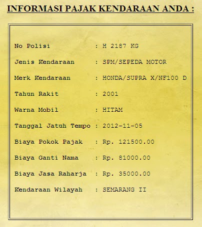Cek Pajak Motor Online Jateng