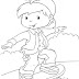 Desenho de Criança andando de Skate