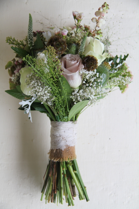 The Flower Magician Naturally Hand Picked Bridal Bouquet and complimentary Table Designs