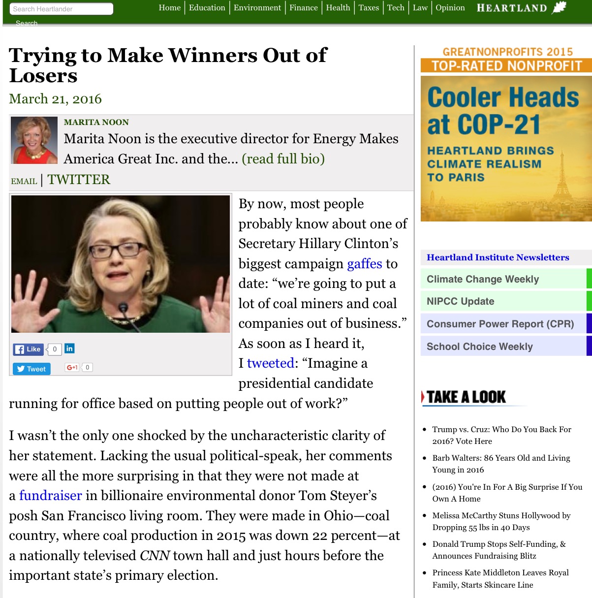 March 21, 2016: Marita Noon links the recent Obama "green" stimulus-funded losers...