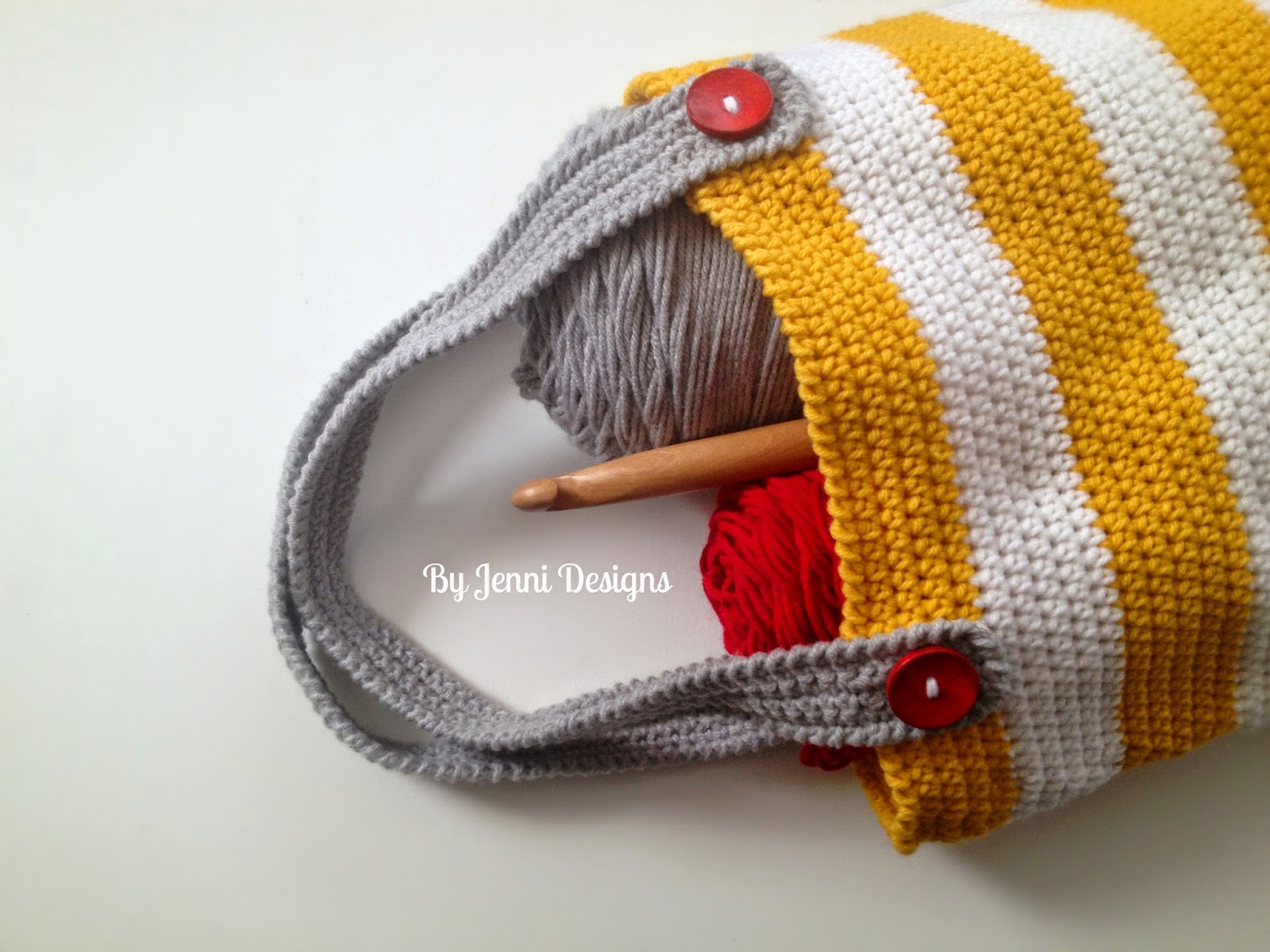 By Jenni Designs: Free Crochet Pattern: Small Striped Tote Bag