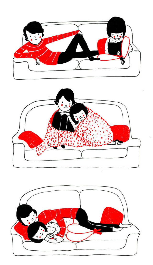 Heartwarming Illustrations Show That True Love Is In The Little Everyday Things - It’s when you know your favorite cuddling positions Heartwarming Illustrations Show That True Love Is In The Little Everyday Things - It’s when you know your favorite cuddling positions
