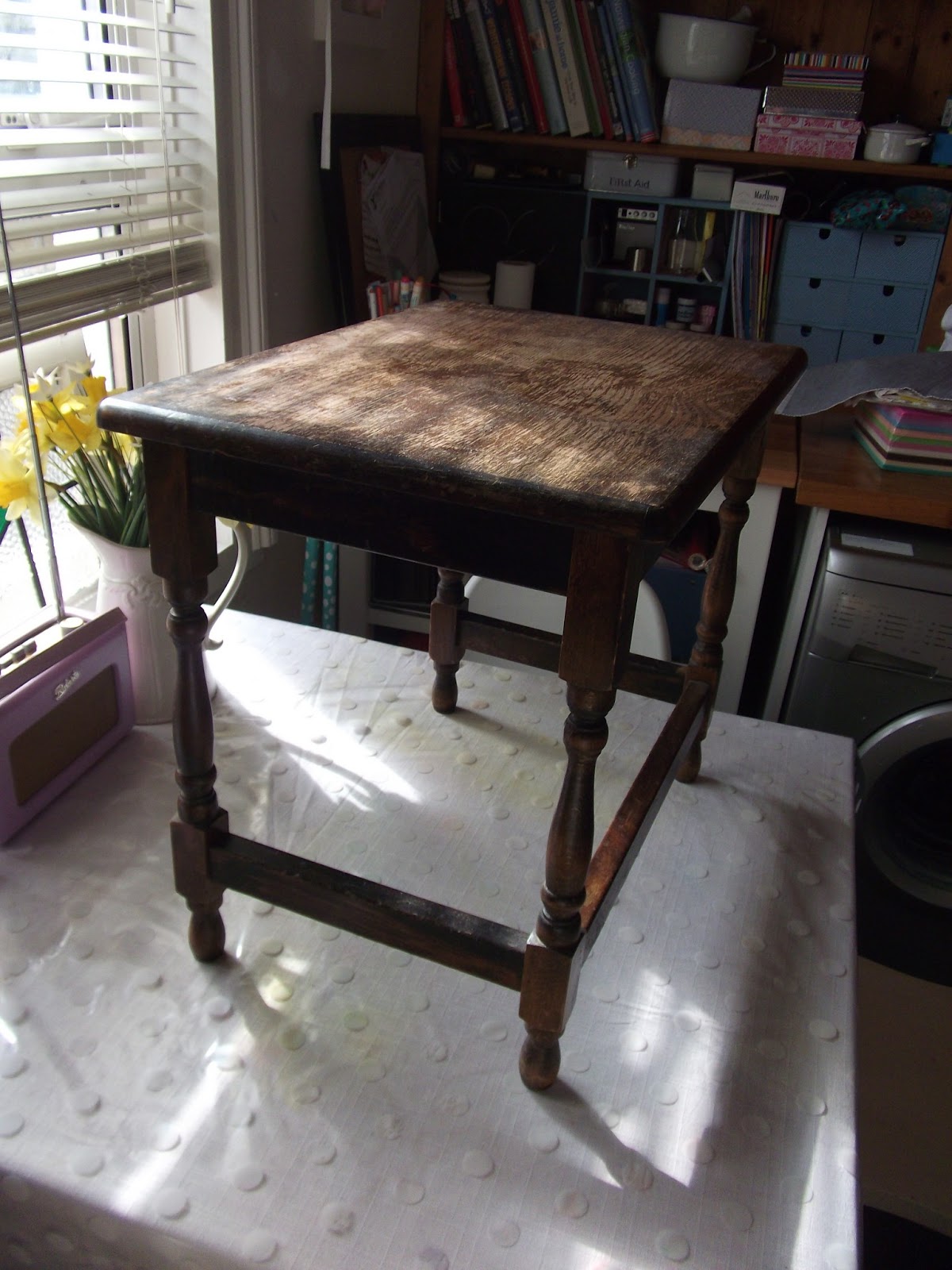 nostalgiecat Upcycled side table "Black butterflies"