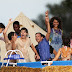 One Direction on the set of "Live While We're Young"