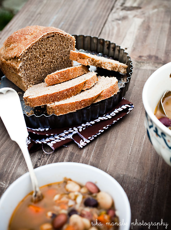 Bella Bonito Fall Comfort Food Pork and Bean Soup with Whole Wheat Bread