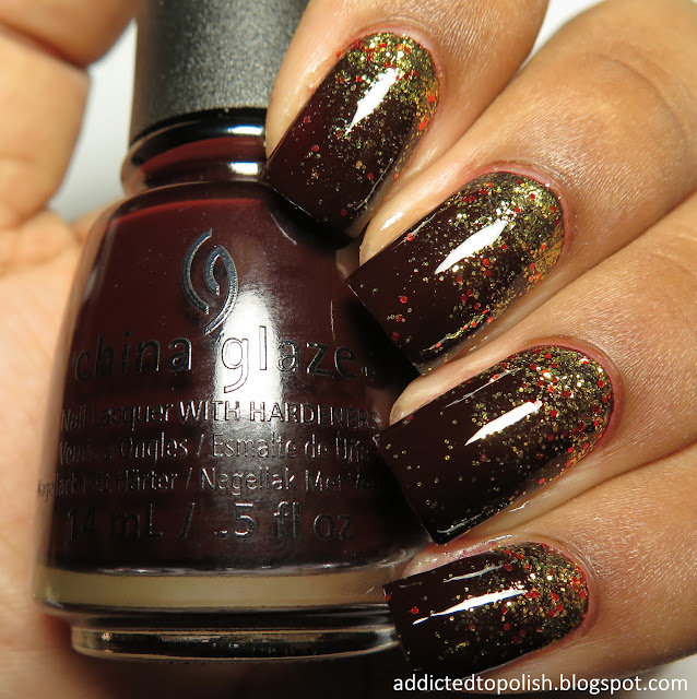 fall nail art glitter gradient