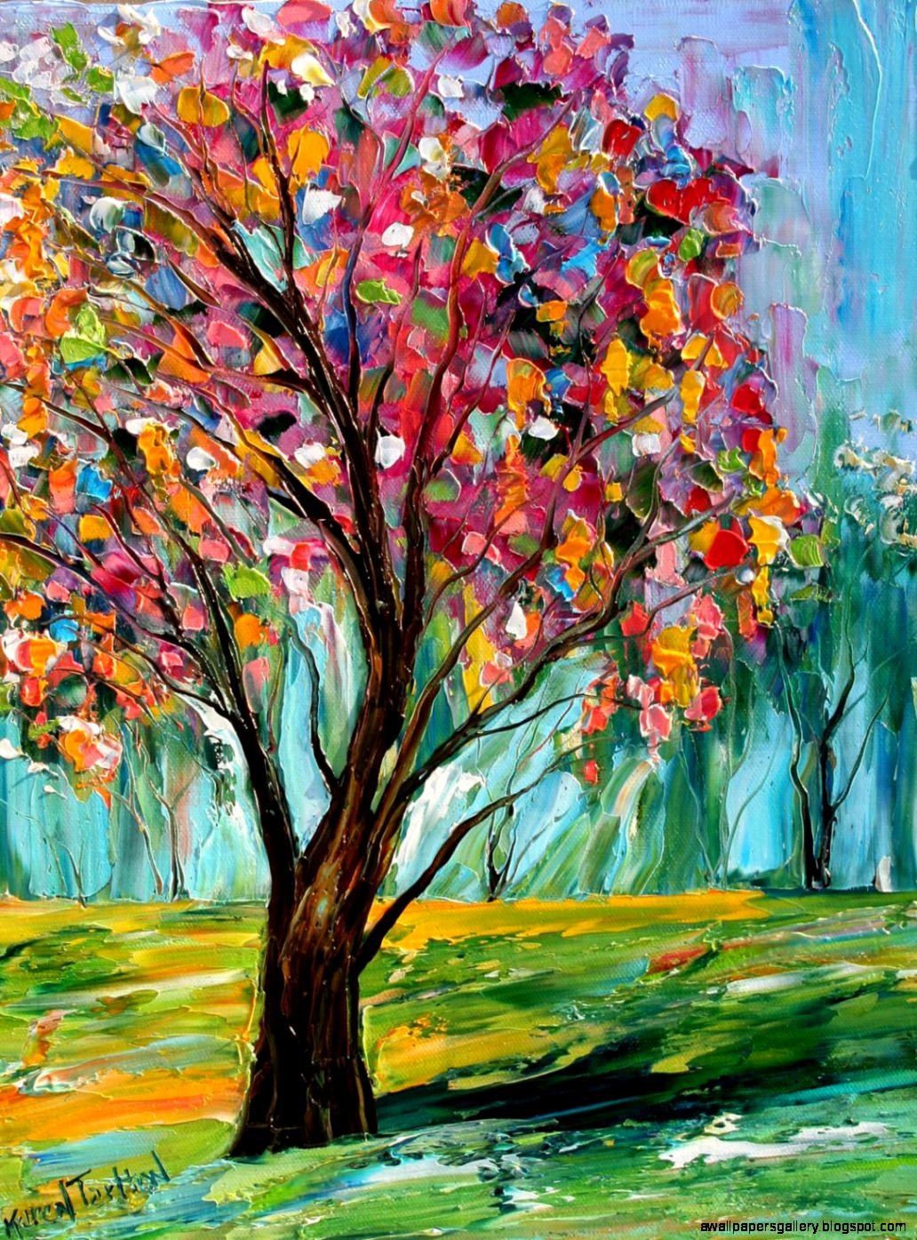 Original oil painting Spring TREE Landscape by Karensfineart Original oil painting Spring TREE Landscape by Karensfineart