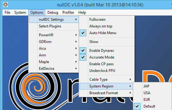 Dreamcast Emulator nullDC v1.0.4 r141 plugins bios vmu (late 64 bit