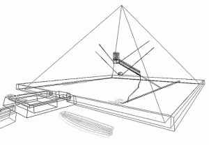 Объемная 3Д модель пирамиды Хеопса Хуфу, рисунок в аксонометрической проекции