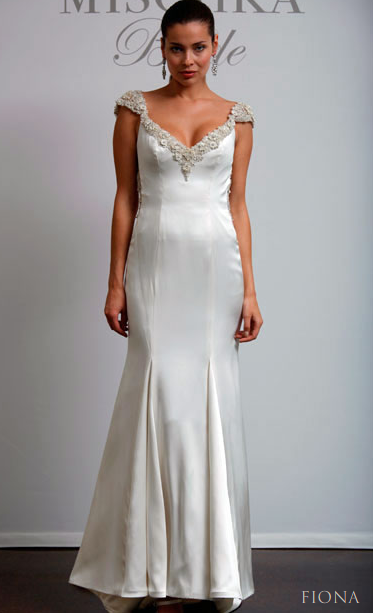 Fiona a satin trumpet gown with cap sleeves and a surprise breathtaking 